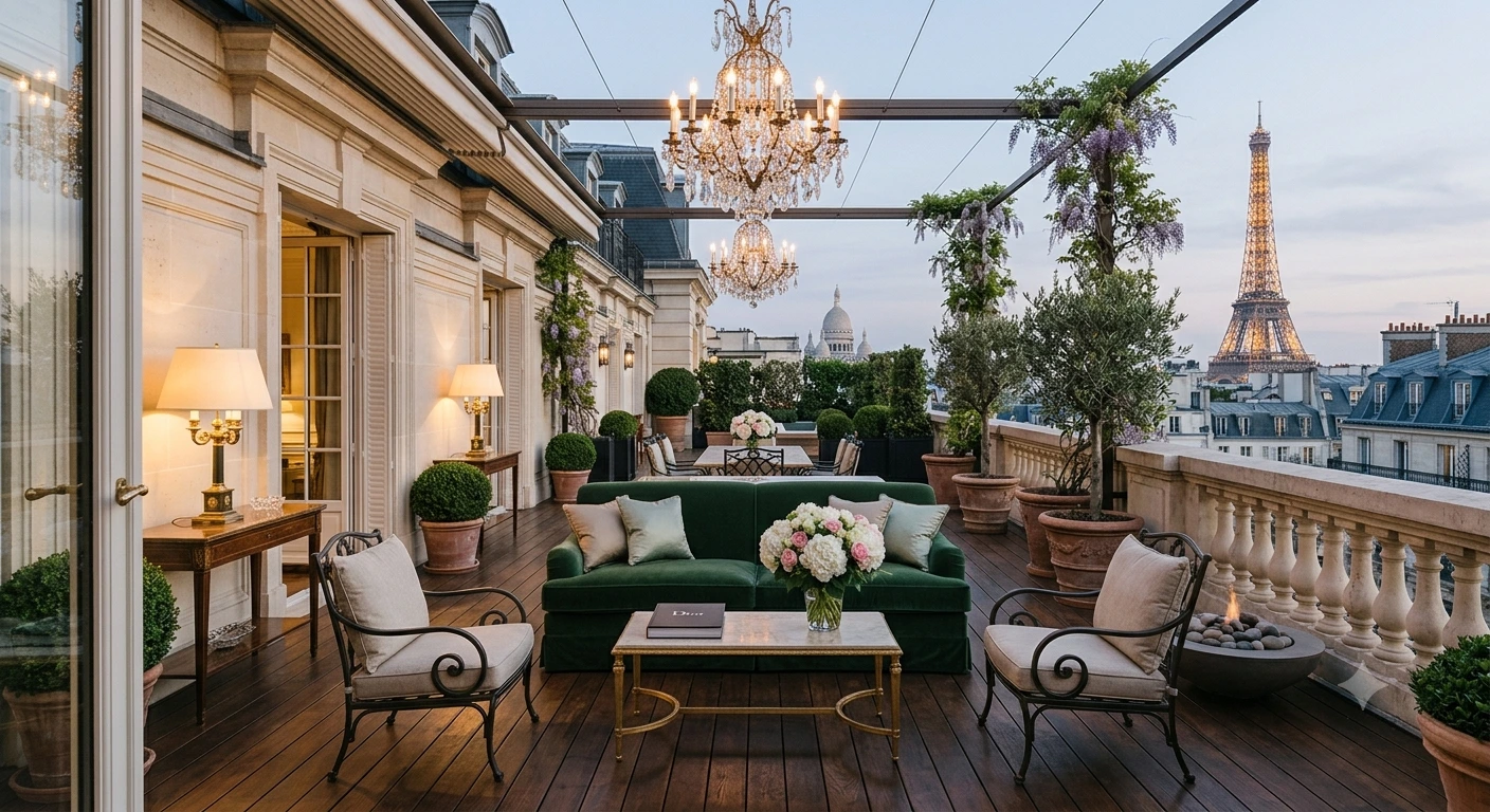 Aperçu d'une annonce de prestige sur Yaluoza - terrasse parisienne avec vue sur la Tour Eiffel
