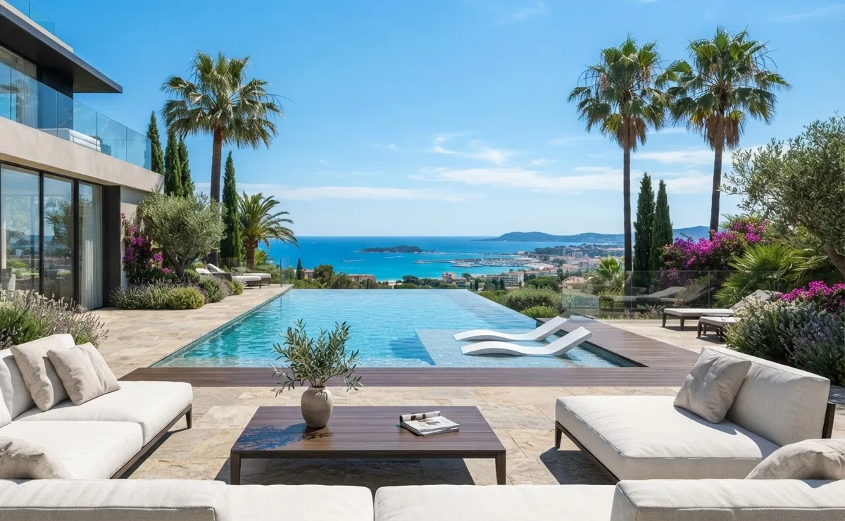 Villa contemporaine avec piscine et vue mer, Cannes Californie