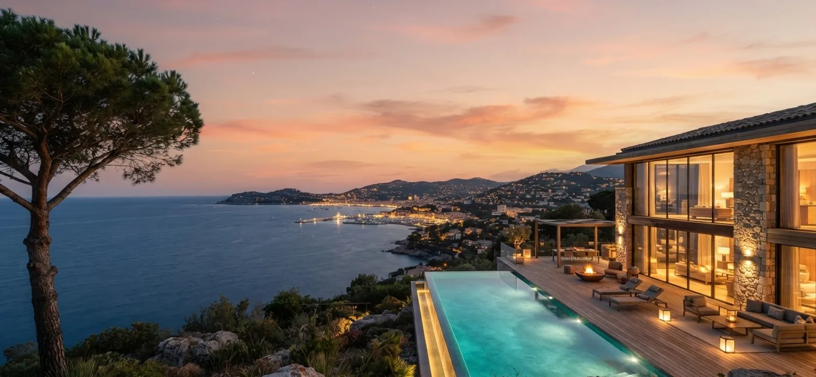 Villa d'architecte et piscine à débordement face à la Méditerranée, Côte d'Azur